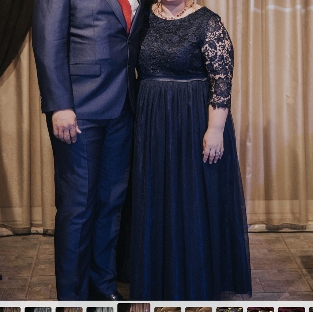 Plus size Women's Evening (party) dress navy blue - Picture 2 of 5